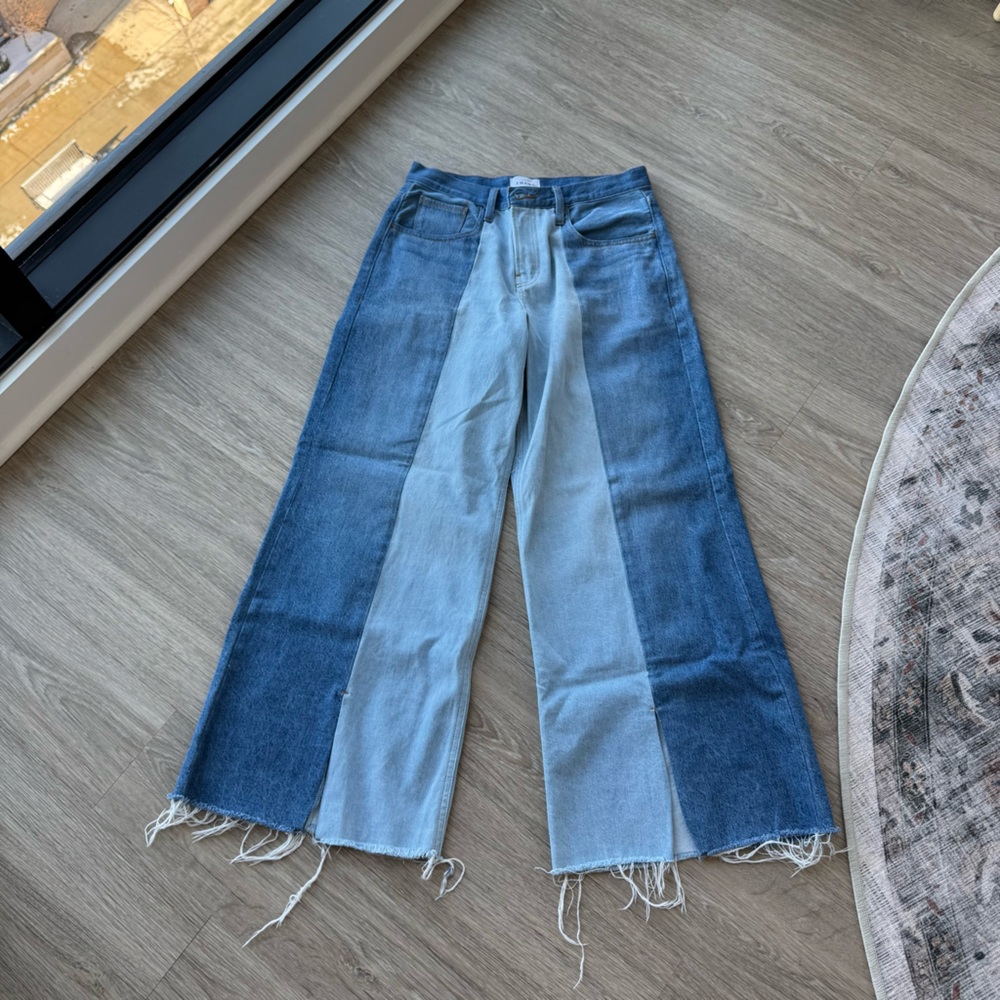 Frame two tone wide leg jeans